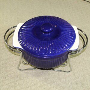 Farberware Cobalt Blue Buffet Server Chafing Dish in Warming Base